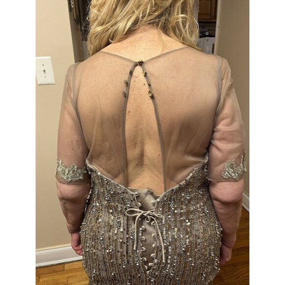 Sarafia Haute Couture Dress Size 18 Gold Color Formal Long For Women Adjustable - Picture 10 of 11